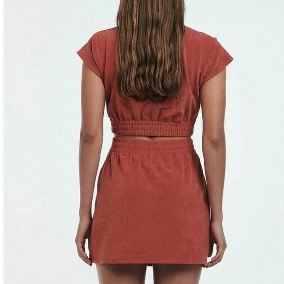 Charlie Holiday Soleil  Mini Skirt Rust Women’s Size US 6 100% Cotton Pull On - Picture 2 of 5